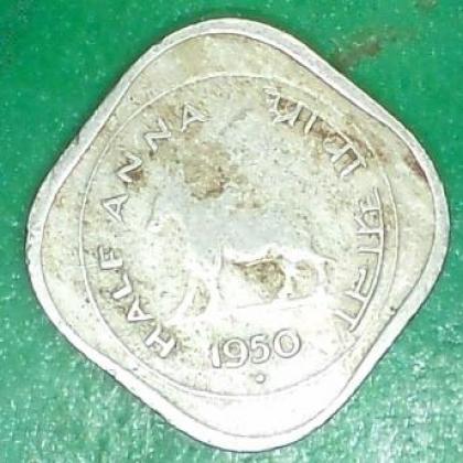 1950 HALF ANNA BOMBAY MINT BULL COIN JK180