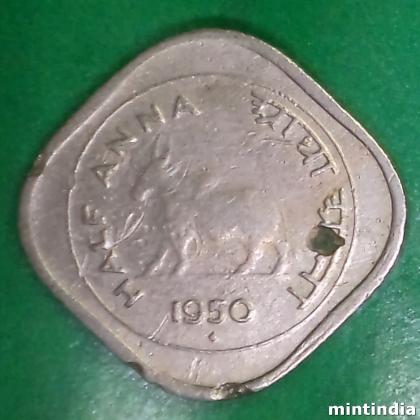 1950 HALF ANNA BULL BOMBAY MINT COIN EF43