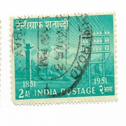 1951 TELEGRAPH SATABDI 2 As COMMEMORATIVE STAMP CSB6