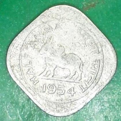 1954 HALF ANNA KOLKATA MINT BULL COIN JK49