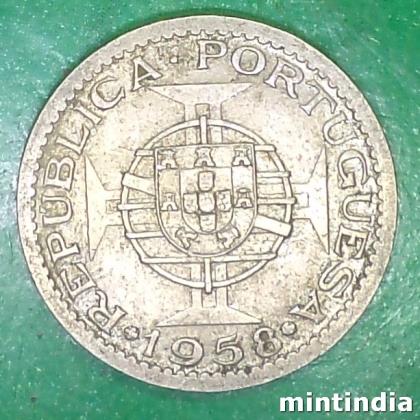 1958 PARTUGUESE INDIA Lisbon, Portugal mint 60 CENTAVOS ESCUDO COIN EF136