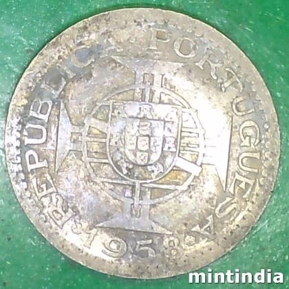 1958 PARTUGUESE INDIA Lisbon, Portugal mint 60 CENTAVOS ESCUDO COIN EF143