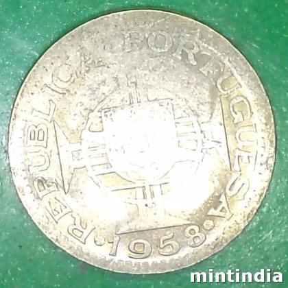 1958 PARTUGUESE INDIA Lisbon, Portugal mint 60 CENTAVOS ESCUDO COIN EF157