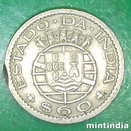 1958 PARTUGUESE INDIA Lisbon, Portugal mint 60 CENTAVOS ESCUDO COIN EF158