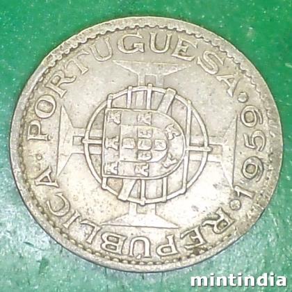1959 PARTUGUESE INDIA Lisbon, Portugal mint 60 CENTAVOS ESCUDO COIN EF141