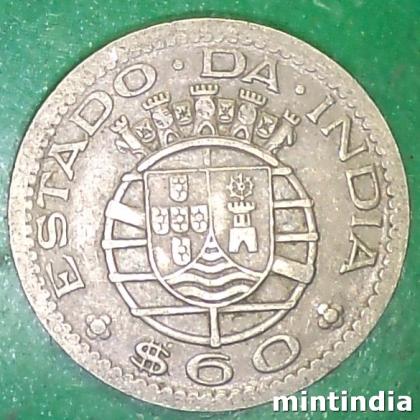1959 PARTUGUESE INDIA Lisbon, Portugal mint 60 CENTAVOS ESCUDO COIN EF146