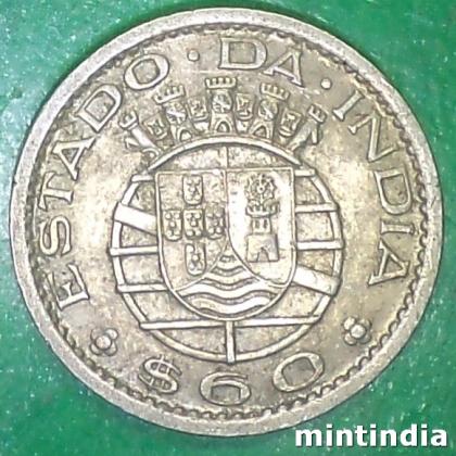 1959 PARTUGUESE INDIA Lisbon, Portugal mint 60 CENTAVOS ESCUDO COIN EF150