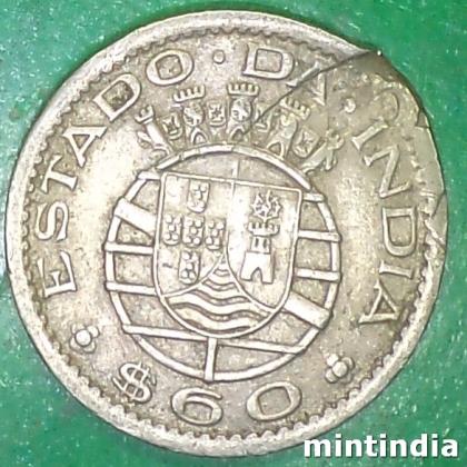 1959 PARTUGUESE INDIA Lisbon, Portugal mint 60 CENTAVOS ESCUDO COIN EF159