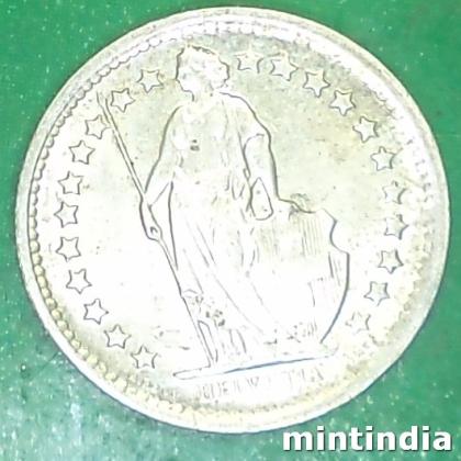 1965 SITZERLAND BERN MINT SILVER HALF FRANK Helvetia standing  COIN EF270