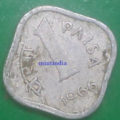 1966 1 ONE PAISE KOLKATA CALCUTTA  MINT COIN