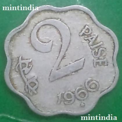 1966 2 PAISE BOMBAY MUMBAI MINT ALUMINIUM COIN