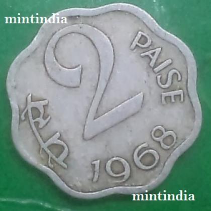 1968 2 PAISE KOLKATA CALCUTTA MINT ALUMINIUM COIN