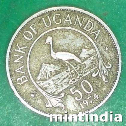 1974 UGANDA 50 CENTS COAT OF ARMS COIN JK445