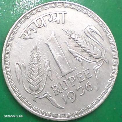 1976 1 Rupee KOLKATA MINT BIG SIZE DABBU coin