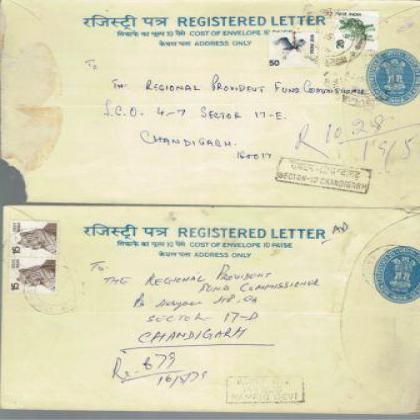 1979 REGISTERED LETTER REGN 225 COLLECTIBLES POSTAGE SET OF TWO RT105