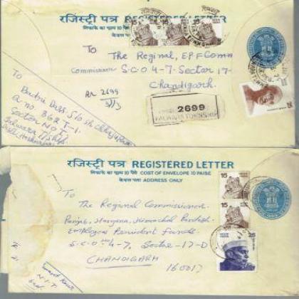 1979 REGISTERED LETTER REGN 225 COLLECTIBLES POSTAGE SET OF TWO RT107