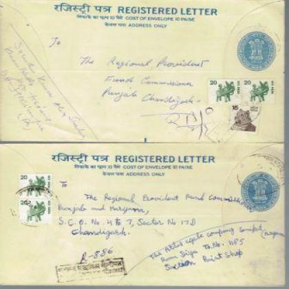 1979 REGISTERED LETTER REGN 225 COLLECTIBLES POSTAGE SET OF TWO RT110