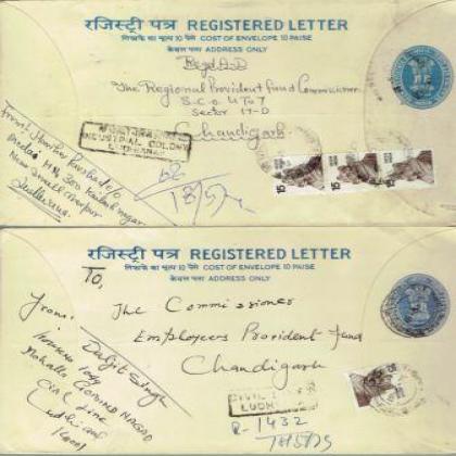 1979 REGISTERED LETTER REGN 225 COLLECTIBLES POSTAGE SET OF TWO RT114