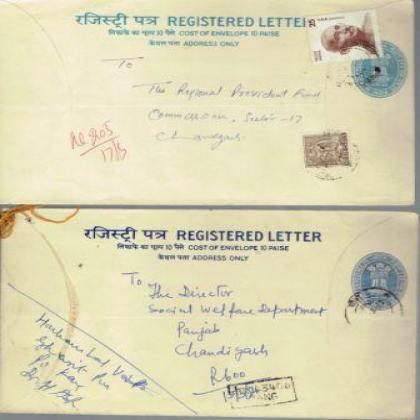 1979 REGISTERED LETTER REGN 225 COLLECTIBLES POSTAGE SET OF TWO RT122