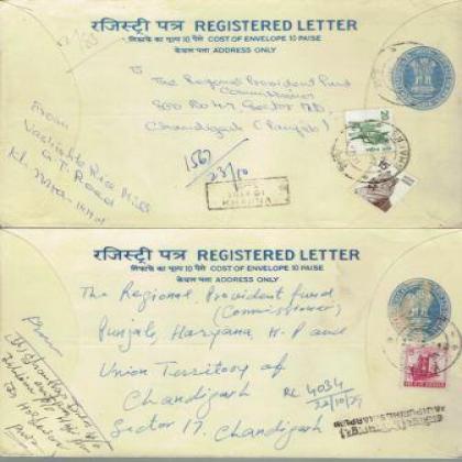 1979 REGISTERED LETTER REGN 225 COLLECTIBLES POSTAGE SET OF TWO RT131