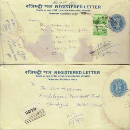1979 REGISTERED LETTER REGN 225 COLLECTIBLES POSTAGE SET OF TWO RT134