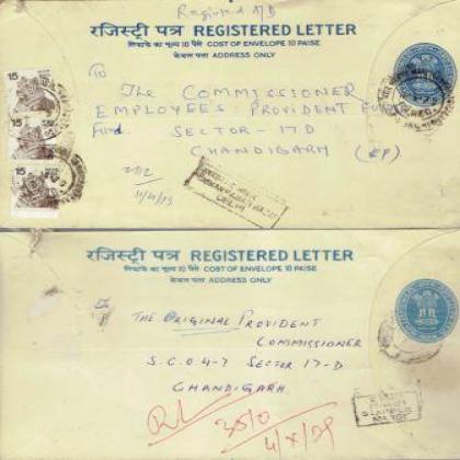 1979 REGISTERED LETTER REGN 225 COLLECTIBLES POSTAGE SET OF TWO RT142