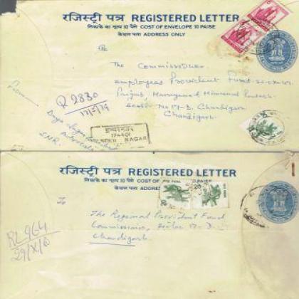 1979 REGISTERED LETTER REGN 225 COLLECTIBLES POSTAGE SET OF TWO RT143