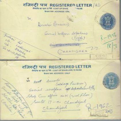 1980 REGISTERED LETTER REGN 225 COLLECTIBLES POSTAGE SET OF TWO RT104