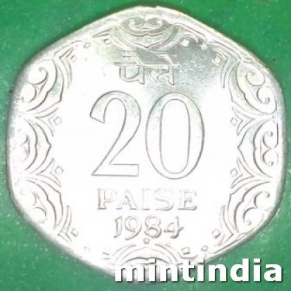 1984 HYDERABAD MINT 20 PAISE UNC COIN