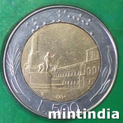 1984 ITALY 500 LIRA BIMETAL COIN JK390