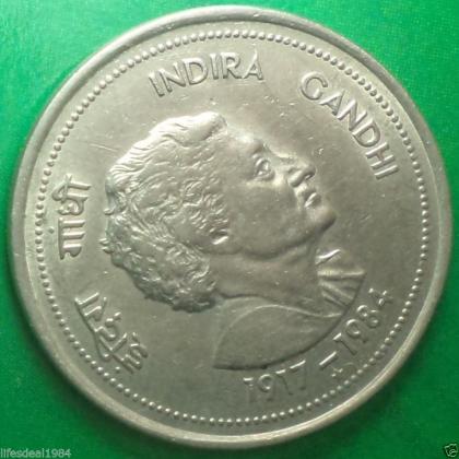 1985 50 Paise INDIRA GANDHI HYDERABAD MINT Commemorative coin
