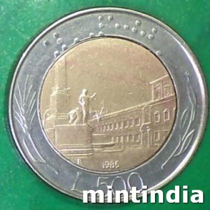 1985 ITALY 500 LIRA BIMETAL COIN JK467