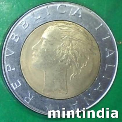 1986 ITALY 500 LIRA BIMETAL COIN JK460