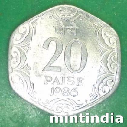 1986 KOLKATA MINT 20 PAISE UNC COIN