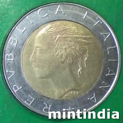 1987 ITALY 500 LIRA BIMETAL COIN JK355