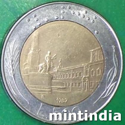 1987 ITALY 500 LIRA BIMETAL COIN JK383