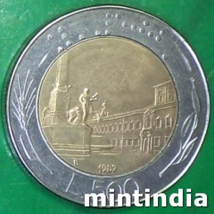 1987 ITALY 500 LIRA BIMETAL COIN JK431