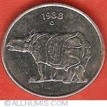 1988 25 PAISE RHINO CANADA OTTAWA MINT COIN