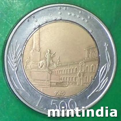1989 ITALY 500 LIRA BIMETAL COIN JK319