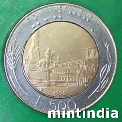 1990 ITALY 500 LIRA BIMETAL COIN JK438