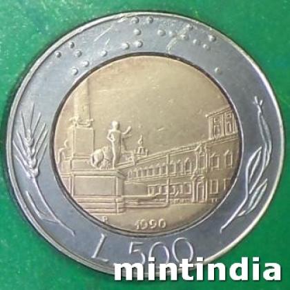 1990 ITALY 500 LIRA BIMETAL COIN JK440