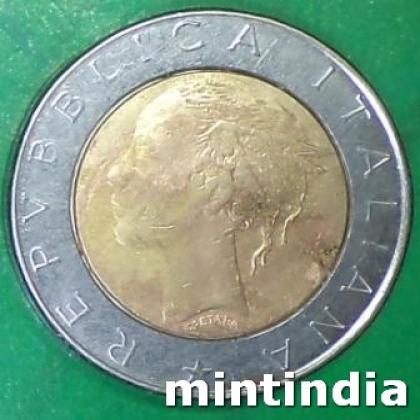 1994 ITALY 500 LIRA BIMETAL COIN JK396