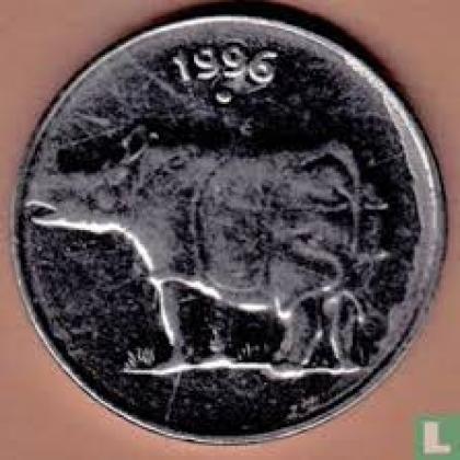 1996 25 PAISE RHINO NOIDA MINT COIN