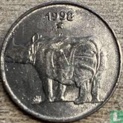 1998 25 PAISE RHINO HYDERABAD MINT COIN