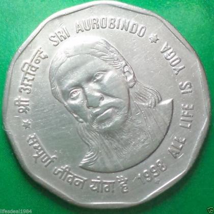1998 2 Rupees Sri AUROBINDO ALL LIE IS YOGA Commemorative coin