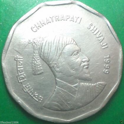1999 2 Rupees Chatrapati Shivaji BOMBAY MINT commemorative coin