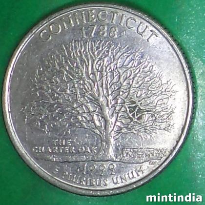 1999 Connecticut USA QUARTER DOLLAR COMMEMORATIVE COIN BX 108