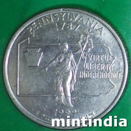 1999 QUARTER DOLLAR Pennsylvania USA COMMEMORATIVE COIN JK22