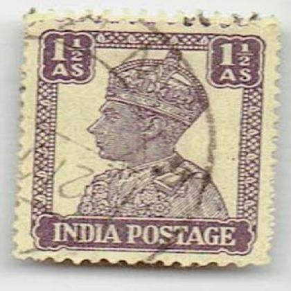 1 1/2 AS KGVI BRITISH INDIA STAMPS CSB 14