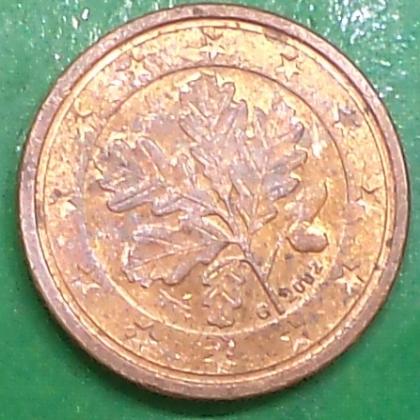 2002 G GERMANY 1 EURO CENT KARLSUHE MINT  COIN